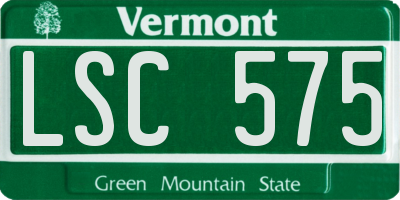 VT license plate LSC575