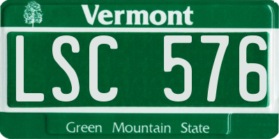 VT license plate LSC576