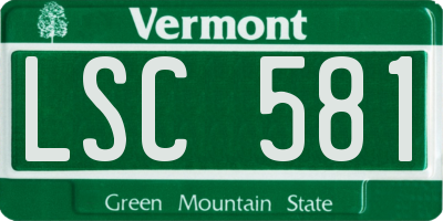 VT license plate LSC581