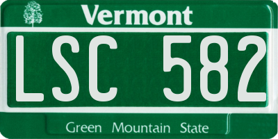 VT license plate LSC582