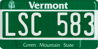 VT license plate LSC583