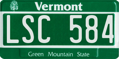 VT license plate LSC584