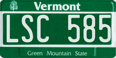 VT license plate LSC585