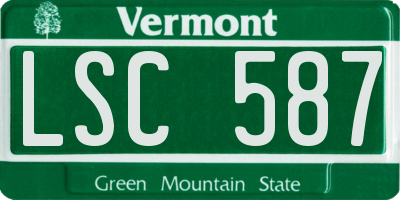 VT license plate LSC587