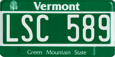 VT license plate LSC589