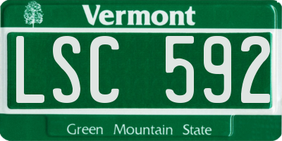 VT license plate LSC592