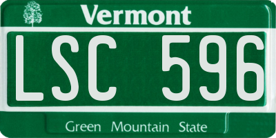 VT license plate LSC596
