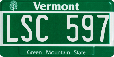 VT license plate LSC597
