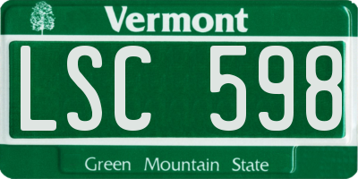 VT license plate LSC598