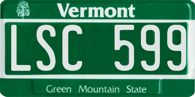 VT license plate LSC599