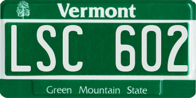 VT license plate LSC602