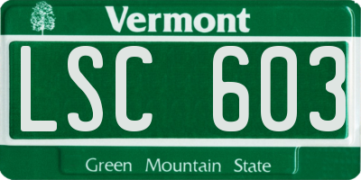 VT license plate LSC603