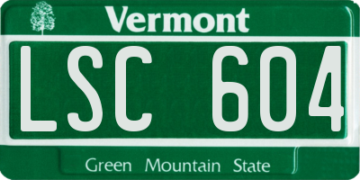 VT license plate LSC604