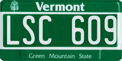 VT license plate LSC609
