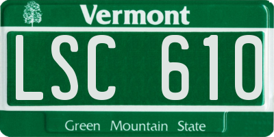 VT license plate LSC610