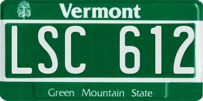 VT license plate LSC612