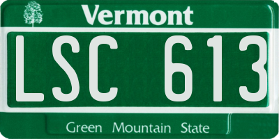 VT license plate LSC613