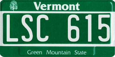 VT license plate LSC615