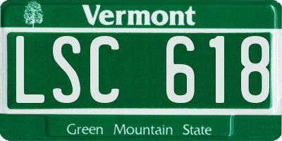 VT license plate LSC618