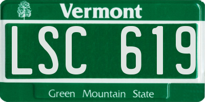 VT license plate LSC619