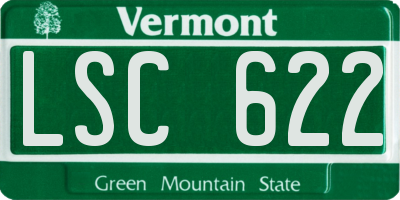VT license plate LSC622