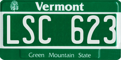 VT license plate LSC623