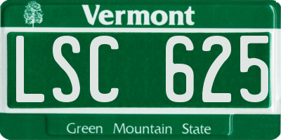 VT license plate LSC625