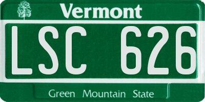 VT license plate LSC626