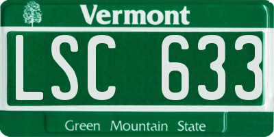 VT license plate LSC633