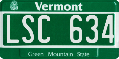VT license plate LSC634