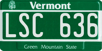 VT license plate LSC636