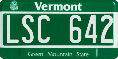 VT license plate LSC642