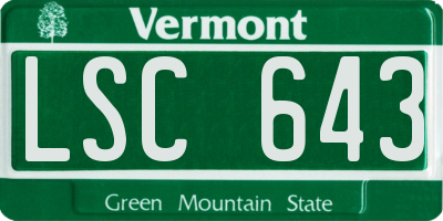 VT license plate LSC643