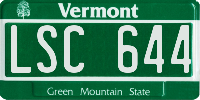 VT license plate LSC644