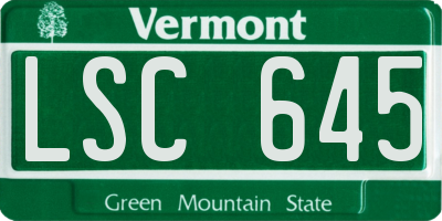 VT license plate LSC645