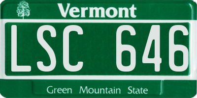 VT license plate LSC646