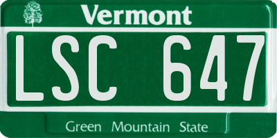 VT license plate LSC647