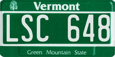 VT license plate LSC648