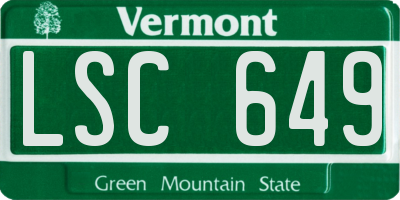VT license plate LSC649
