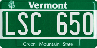 VT license plate LSC650