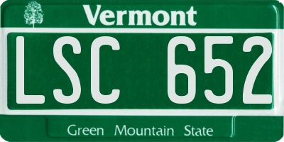 VT license plate LSC652