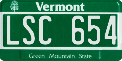 VT license plate LSC654