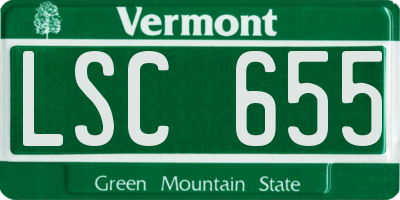 VT license plate LSC655