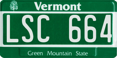 VT license plate LSC664
