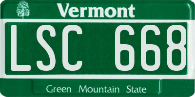 VT license plate LSC668