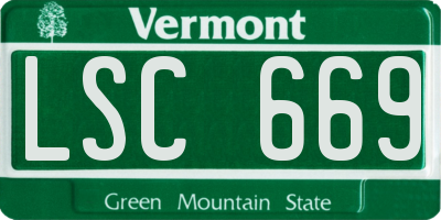 VT license plate LSC669
