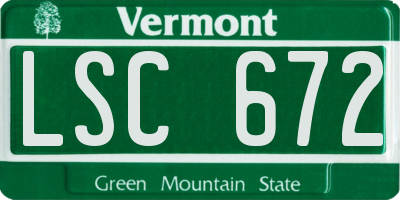 VT license plate LSC672