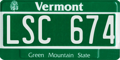 VT license plate LSC674
