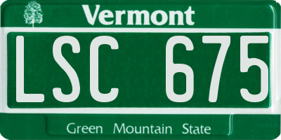 VT license plate LSC675