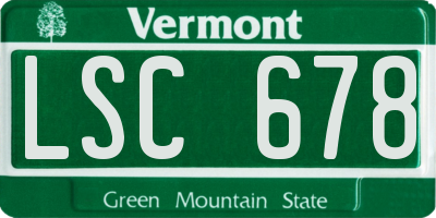 VT license plate LSC678